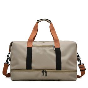 Foldable Waterproof Gym Bag Carry Duffel Bag for Sports and Travel - Khaki