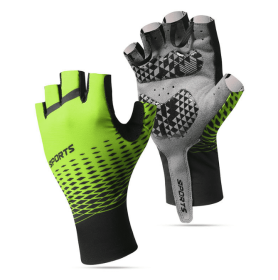 Cycling Gloves, Half-Finger Workout Gloves for Men Women - Green