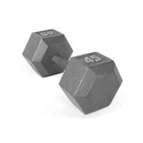 Multi-weight cast iron hexagonal dumbbell, single bar - 45lbs