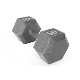 Multi-weight cast iron hexagonal dumbbell, single bar - 50lbs