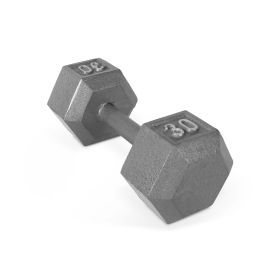 Multi-weight cast iron hexagonal dumbbell, single bar - 30lbs
