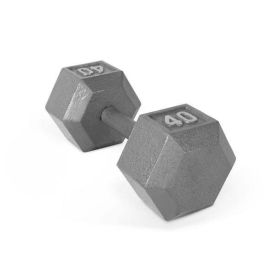 Multi-weight cast iron hexagonal dumbbell, single bar - 40lbs