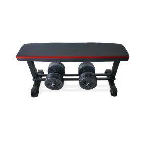 Flat Weight Bench & 50lb Vinyl Dumbbell Set Combo - red