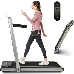 2 in 1 Under Desk Treadmill, 2.5HP Folding Electric Treadmill Walking Jogging Machine for Home Office with Remote Control, Black - as Pic