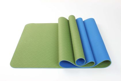 2 Tone TPE Premium Yoga Mat - Green-Dark Blue