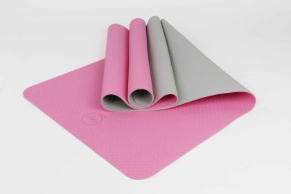 2 Tone TPE Premium Yoga Mat - Fabric Pink-Gray