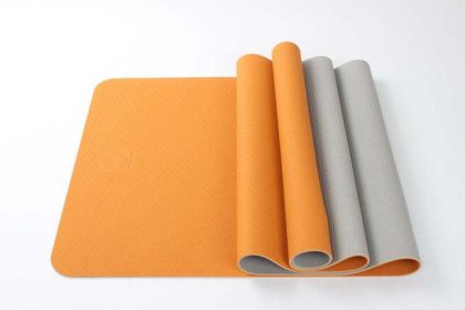 2 Tone TPE Premium Yoga Mat - Orange-Gray