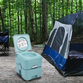 5 Gallon Portable Toilet, Flush Potty, Travel Camping Outdoor XH - green