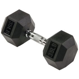 Rubber Encased Hex Dumbbell,25-35lbs,Single - 35lbs