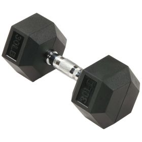 Rubber Encased Hex Dumbbell,25-35lbs,Single - 30lbs