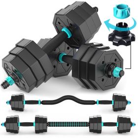 Adjustable Dumbbell Set 44 LBS with Curl Bar, Barbell Weight Set for Home Gym, 3 in 1 Dumbellsweights Set for Men and Women - 20KG