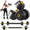 Adjustable Dumbbell Set 44 LBS Barbell Weight Set for Home Gym, 2 in 1 Dumbellsweights Set for Men and Women - 20KG