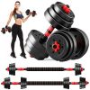 44 LBS Adjustable Dumbbell Sets Barbell Weight Set for Home Gym, 2 in 1 Dumbellsweights Set for Men and Women - 20KG 44LBS
