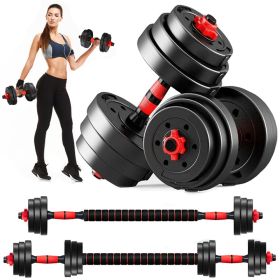 44 LBS Adjustable Dumbbell Sets Barbell Weight Set for Home Gym, 2 in 1 Dumbellsweights Set for Men and Women - 20KG 44LBS