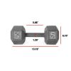 Multi-weight cast iron hexagonal dumbbell, single bar - 50lbs