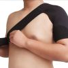 Unisex Left Shoulder Adjustable Breathable Gym Sports Care Single Shoulder Support Back Brace Guard Strap Wrap Belt Band Pads Black Bandage Warmer - b