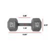 Multi-weight cast iron hexagonal dumbbell, single bar - 45lbs