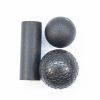 3 in 1 Yoga Massage Set EPP Hollow Yoga Column Foam Roller Blocks Massage Yoga Ball Gym Pilates Exercise Fitness Tool with Bag - black