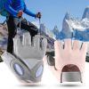 1 Pair Training Gloves Non-slip Fingerless Palm Protector Unisex Sweat-wicking Ridding Gloves for Outdoor Sports - Pink - S