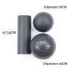 3 in 1 Yoga Massage Set EPP Hollow Yoga Column Foam Roller Blocks Massage Yoga Ball Gym Pilates Exercise Fitness Tool with Bag - black